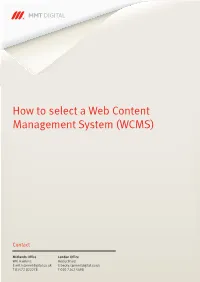 How to Select a Web Content Management System (WCMS)