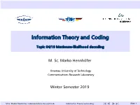 Information Theory and Coding