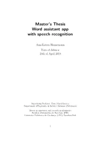 Master's Thesis Word Assistant App with Speech Recognition
