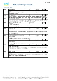 Melbourne Program Guide