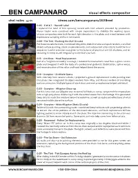 Shot Notes Pg 1/5 Vimeo.Com/Bencampanaro/2018Reel 0:05 - S.W.A.T