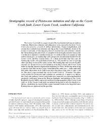 Stratigraphic Record of Pleistocene Initiation and Slip, Coyote Creek Fault