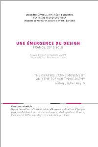 The Graphie Latine Movement and the French Typography Manuel Sesma Prieto