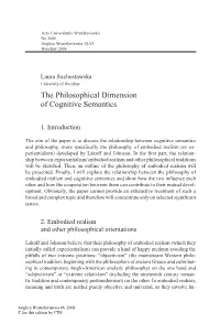 The Philosophical Dimension of Cognitive Semantics