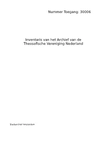 30006 Inventaris Van Het Archief Van De Theosofische Vereniging