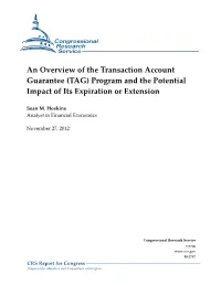 An Overview of the Transaction Account Guarantee (TAG) Program and the Potential Impact of Its Expiration Or Extension