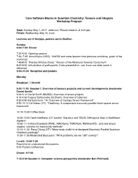 Core Software Blocks in Quantum Chemistry: Tensors and Integrals Workshop Program