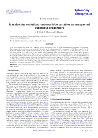 Massive Star Evolution: Luminous Blue Variables As Unexpected Supernova Progenitors