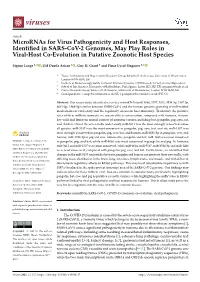 Micrornas for Virus Pathogenicity and Host Responses, Identified In