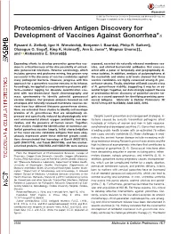 Proteomics-Driven Antigen Discovery for Development of Vaccines Against Gonorrhea*□S