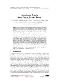 Security and Trust in Open Source Security Tokens