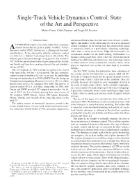 Single-Track Vehicle Dynamics Control: State of the Art and Perspective Matteo Corno, Giulio Panzani, and Sergio M