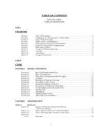 Table of Contents Charter Code