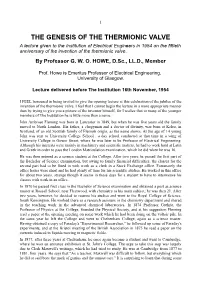 The Genesis of the Thermionic Valve