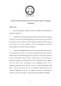 1 the Bar Council's Response to the LSB's Call for Evidence on Ongoing