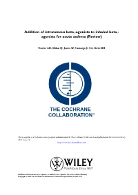 Addition of Intravenous Beta2-Agonists to Inhaled Beta2- Agonists for Acute Asthma (Review)