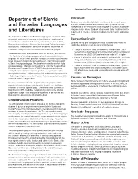 Department of Slavic and Eurasian Languages and Literatures 1