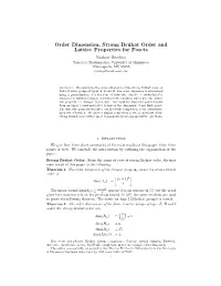 Order Dimension, Strong Bruhat Order and Lattice Properties for Posets
