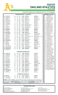 03-05-2020 A's Roster