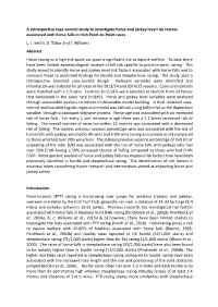 A Retrospective Case-Control Study to Investigate Horse and Jockey Level Risk Factors Associated with Horse Falls in Irish Point-To-Point Races L