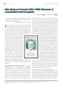 Allan Macleod Cormack (1924–1998): Discoverer of Computerised Axial Tomography
