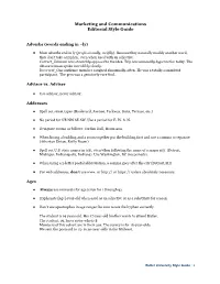 Marketing and Communications Editorial Style Guide