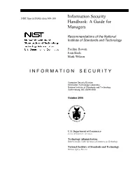 NIST SP 800-100, Information Security Handbook: a Guide for Managers