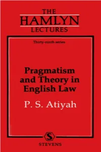 Pragmatism and Theory in English Law