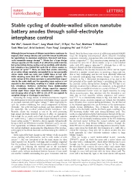 Stable Cycling of Double-Walled Silicon Nanotube Battery Anodes Through Solid–Electrolyte Interphase Control