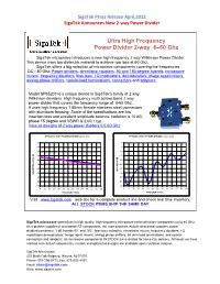 Ultra High Frequency 2 Way Power Divider 8-60