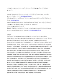 1 the Origins and Persistence of Homo Floresiensis on Flores