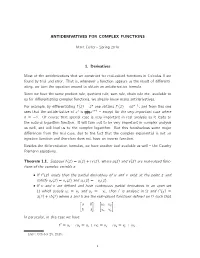 ANTIDERIVATIVES for COMPLEX FUNCTIONS Marc Culler