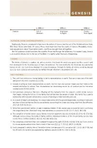 Introduction to Genesis Outline I