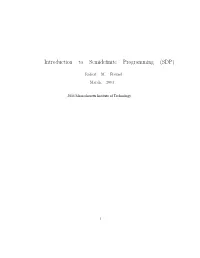 Introduction to Semidefinite Programming (SDP)
