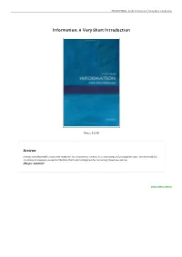 Read Ebook &gt; Information: a Very Short Introduction \\ TEBTPAKMGJ3T