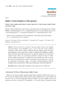 Spider-Venom Peptides As Therapeutics