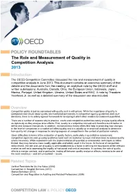 The Role and Measurement of Quality in Competition Analysis 2013