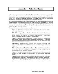 Appendix I - Watershed Tables