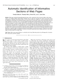 Automatic Identification of Informative Sections of Web Pages