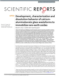 Development, Characterization and Dissolution Behavior of Calcium