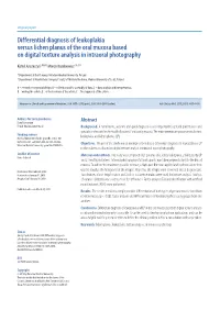 Differential Diagnosis of Leukoplakia Versus Lichen Planus of the Oral Mucosa Based on Digital Texture Analysis in Intraoral Photography