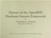 History of the Openbsd Hardware Sensors Framework