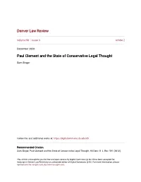 Paul Clement and the State of Conservative Legal Thought