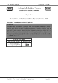 Predicting the Probability of Corporate Default Using Logistic Regression