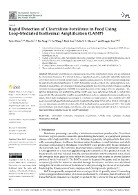 Rapid Detection of Clostridium Botulinum in Food Using Loop-Mediated Isothermal Ampliﬁcation (LAMP)