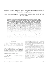 Residual Volume and Total Lung Capacity to Assess Reversibility in Obstructive Lung Disease