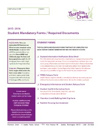 Student Mandatory Forms / Required Documents