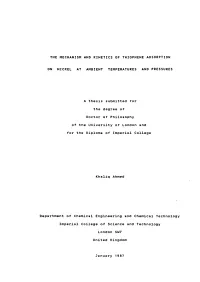 The Mechanism and Kinetics of Thiophene Adsorption On
