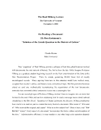 The Raul Hilberg Lecture on Reading a Document