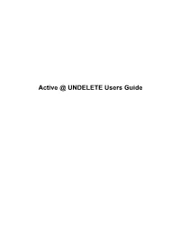 Active@ UNDELETE Documentation